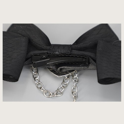 Lolita Accessories Hairpin Black Dark Sweet Cosplay Cool Girl Big Bow Headwear - Picture 7 of 12