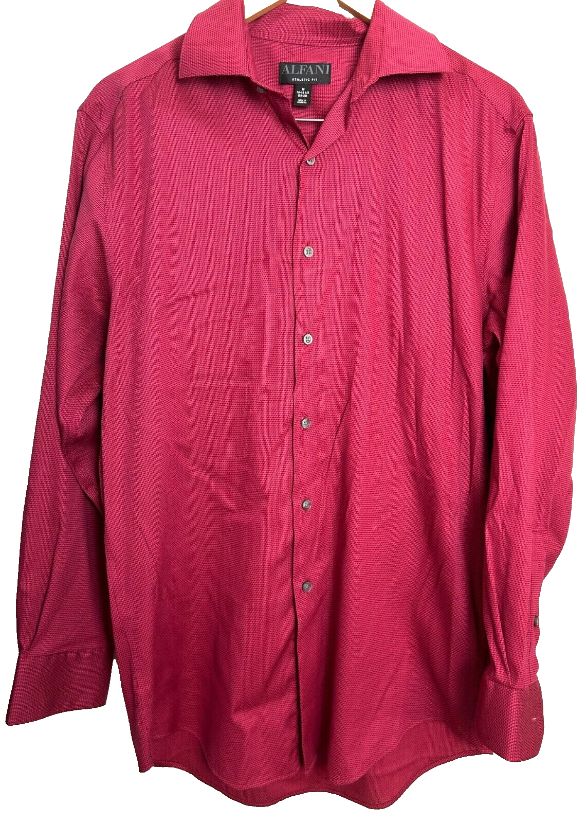 ALFANI Mens Medium Red Long Sleeve Button Down Shirt Athletic Fit Cotton Blend