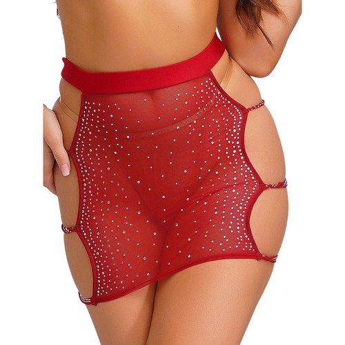 Minifalda corta ceñida al cuerpo cintura elástica malla transparente para fiesta para mujer - Imagen 15 de 79