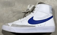Nike Blazer Mid Top Leather Shoes White Blue Swoosh Youth 5.5Y DA4086-113