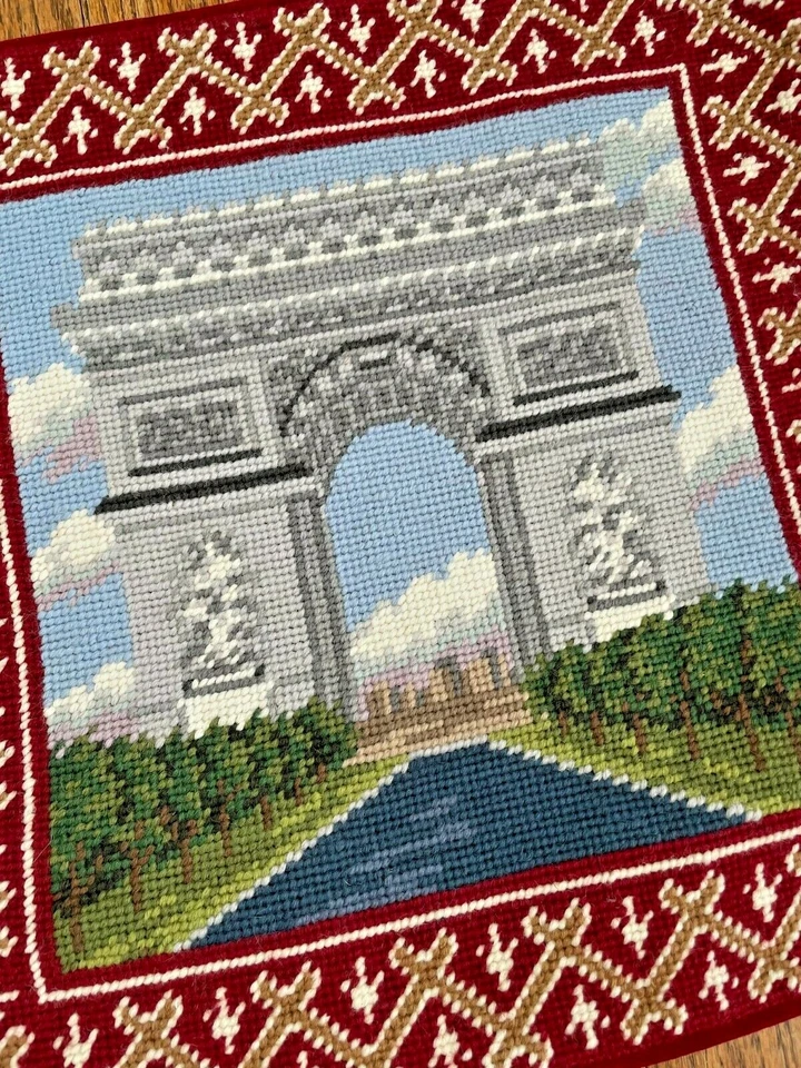 NUEVA Funda Almohada Lana Punta Aguja París Francia Arco Francés del Triunfo 14" Foto 2 de 3