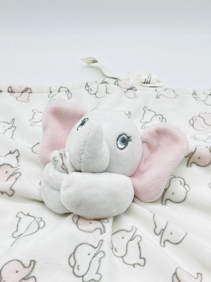 Blankets and Beyond Elephant Pink  Gray White Security Lovey Elephant Print - Image 2 of 4