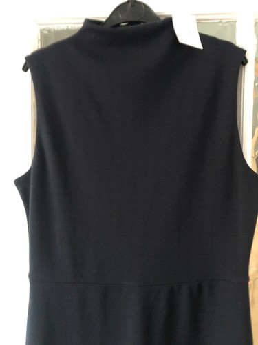 ladies dress NEXT navy sleeveless high neck acemetrical knee length size 14 BNWT - Picture 2 of 6