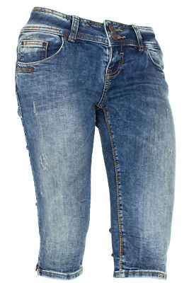LTB Caprijeans Georget Cycle Slim Stretchjeans Shorts Damen Blau Schwarz Weiß