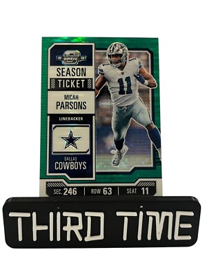 2023 Contenders Optic Micah Parsons Green Pulsar 04/35 Cowboys #14 Season Ticket