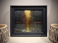 Late Sunset Painting Tonalism Landscape Framed Varnished Original Art Signed MKr