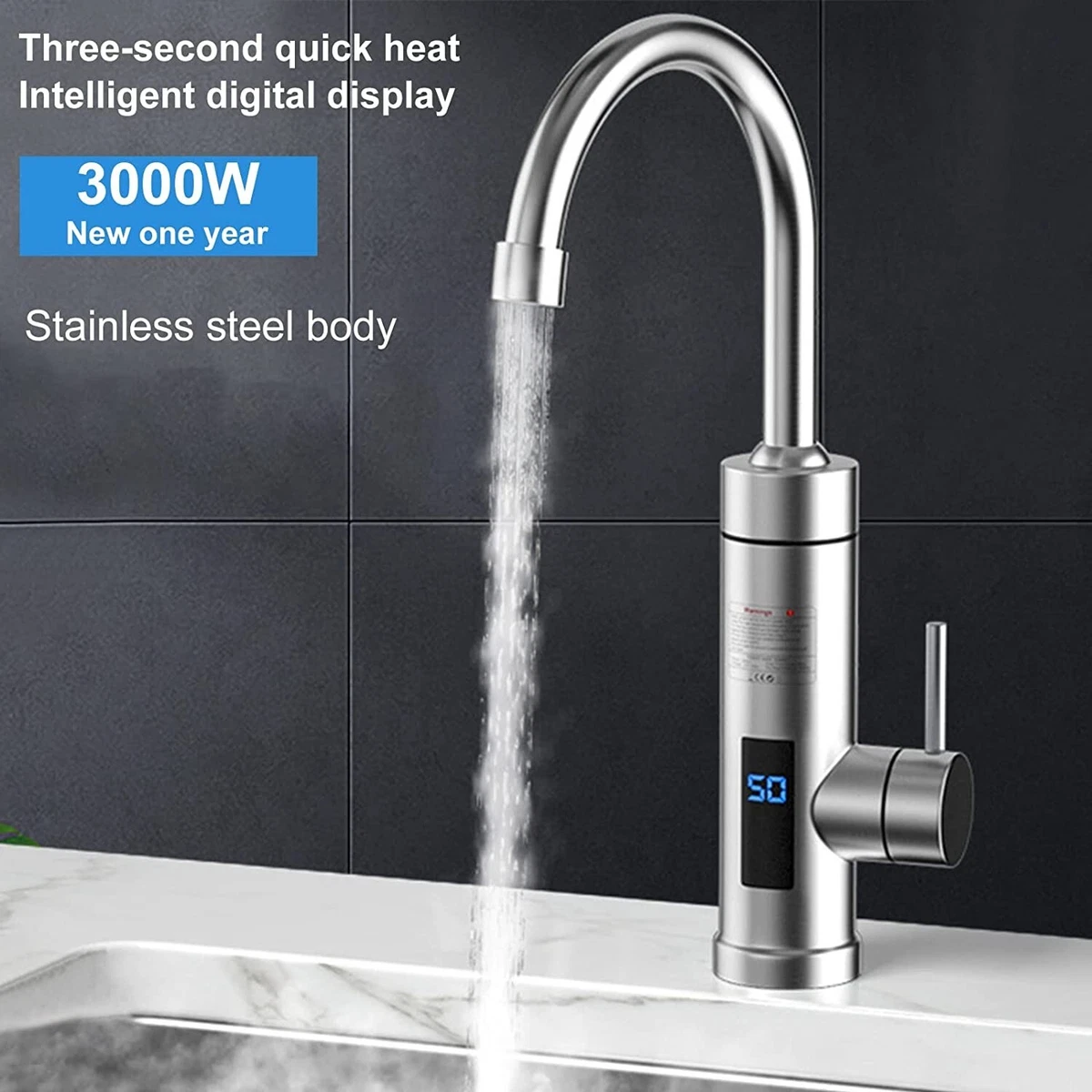 Electric Heating Tap Kitchen Bathroom Fast Instant Hot Water Heater Faucet  360° | eBay