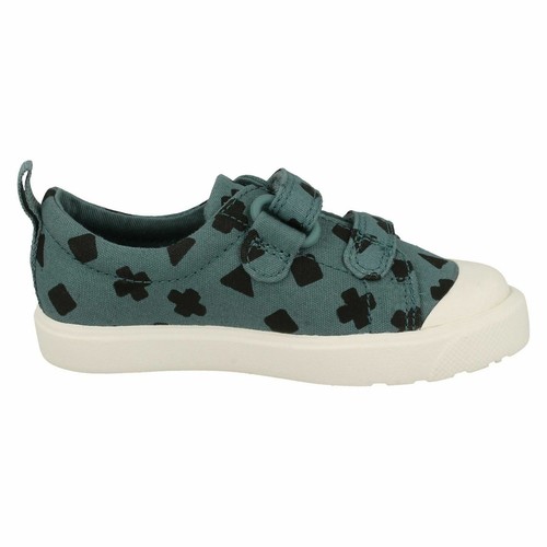 BOYS CLARKS FLARE LO T TEAL CANVAS PUMPS - Picture 6 of 9