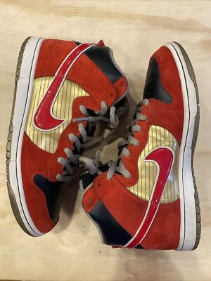 0476) Nike Dunk High Pro SB “Tecate” Metallic Gold/Red 305050-701