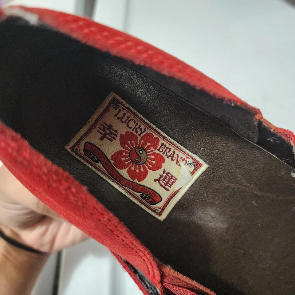 Zuecos de cuero vintage Lucky Brand zapatos rojos con tachuelas tacón boho hippie Y2K talla 9/39 Foto 3 de 4