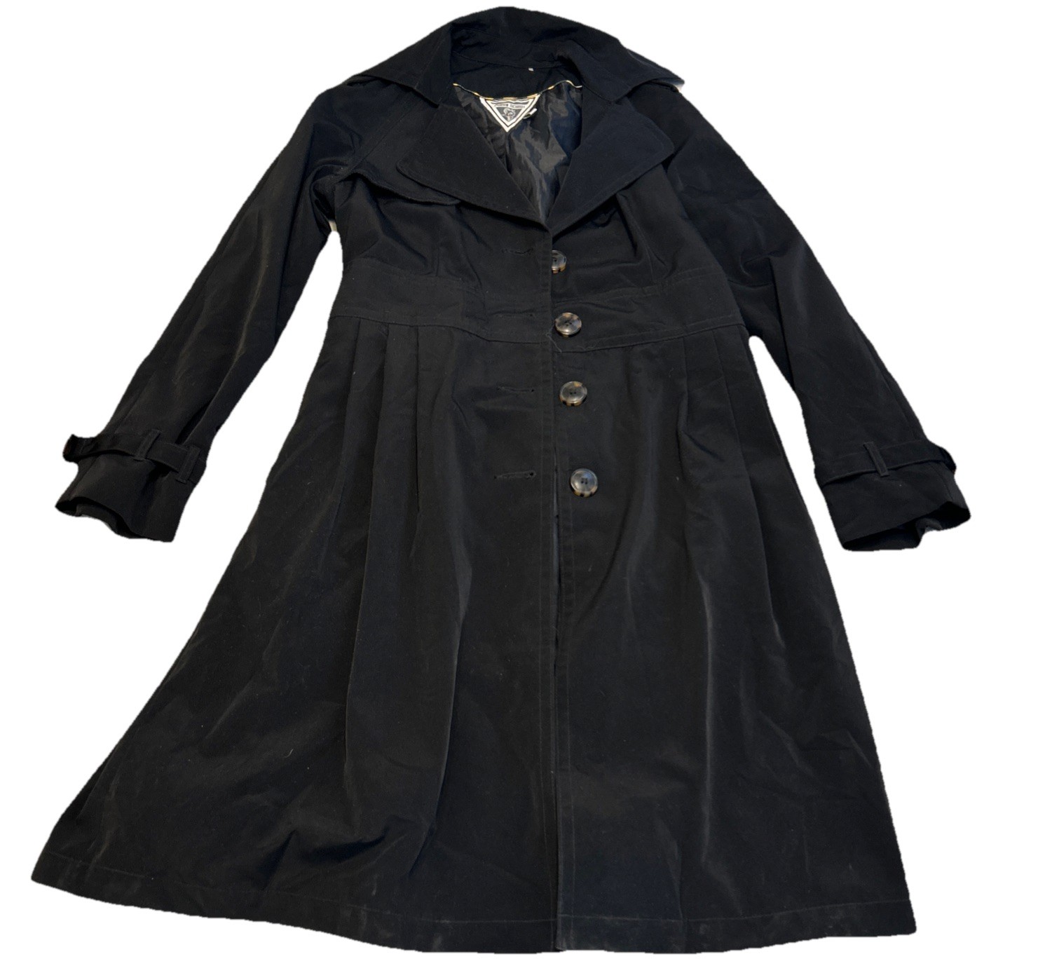 Marvin Richards Coat Jacket Women’s Size Medium Black Trench Vintage 90s Belted