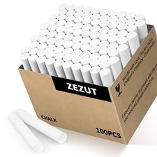 White Chalk 100PCS, Low Dust Chalks Stick Bulk for Chalkboard Blackboard Non-...