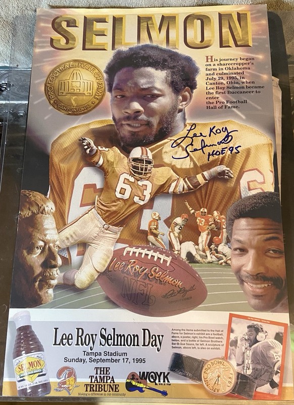 TAMPA BAY BUCCANEERS LEE ROY SELMON HOF 95 SIGNED 1995 13x20 POSTER
