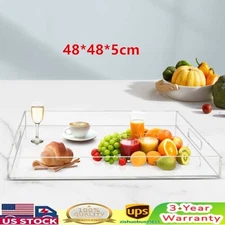 Oversize Clear Extra Large Acrylic Serving Tray 18.9 Inch Food Tray W/ Handles