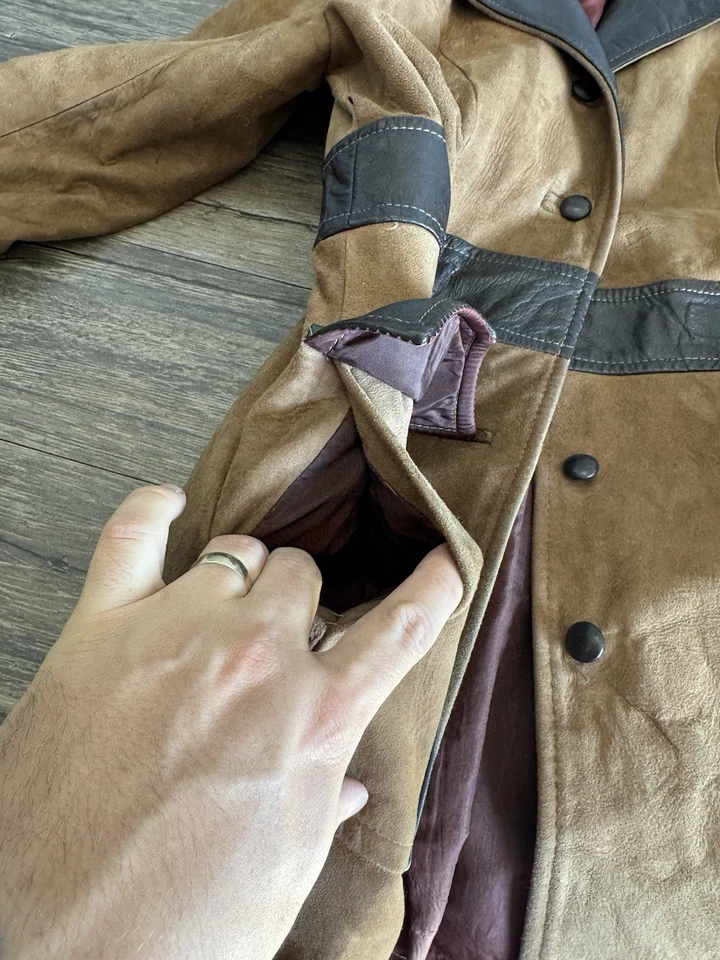 Винтажный кожи и замши пальто размер 16 красивый - Изображение 4 из 4