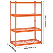 Storage Shelves 4 Tier Adjustable 20 40 60" Garage Shelving Units 2400 lbs Load