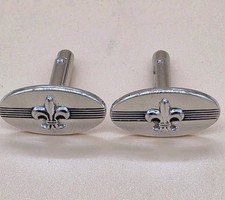 Vintage Shields Fifth Avenue Fleur De Lis Cuff-links Silver Tone