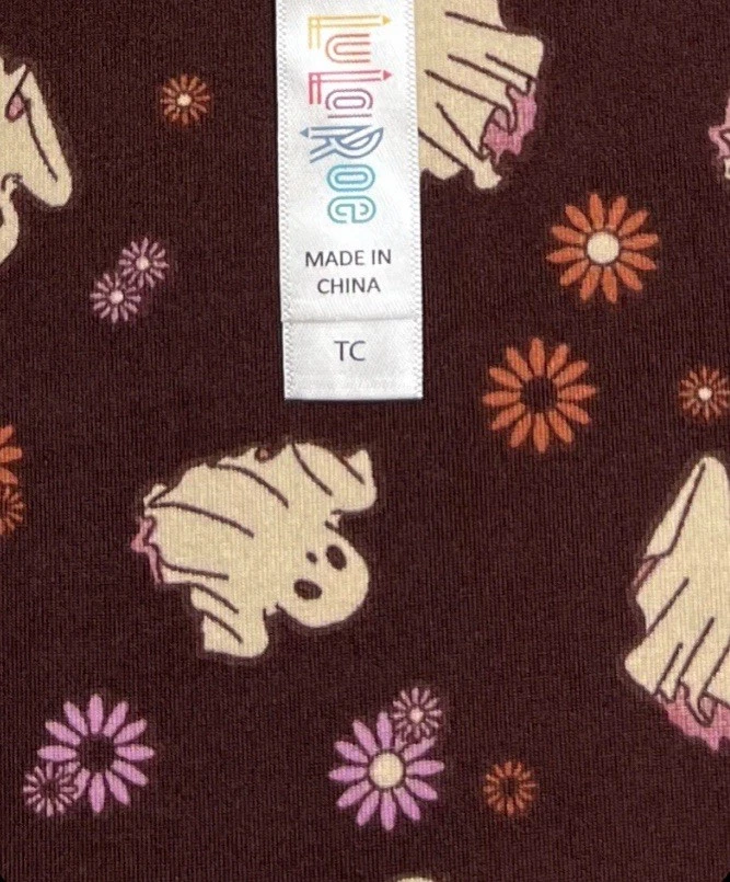 LuLaRoe Leggings TC Alto Curvilíneo Fantasma Borgoña Rojo Halloween Otoño Otoño Flor Foto 4 de 4