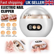 Safety Electric Automatic Nail Clippers Toe Thick Nails Cutter Pedicure White UK