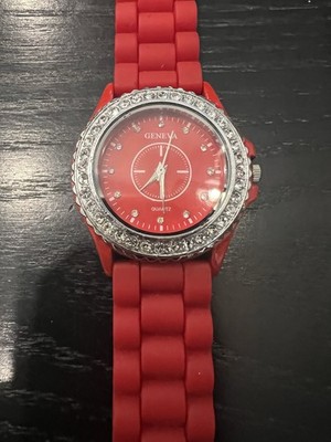 Geneva Women s Quartz Watch   Red & Rhinestone