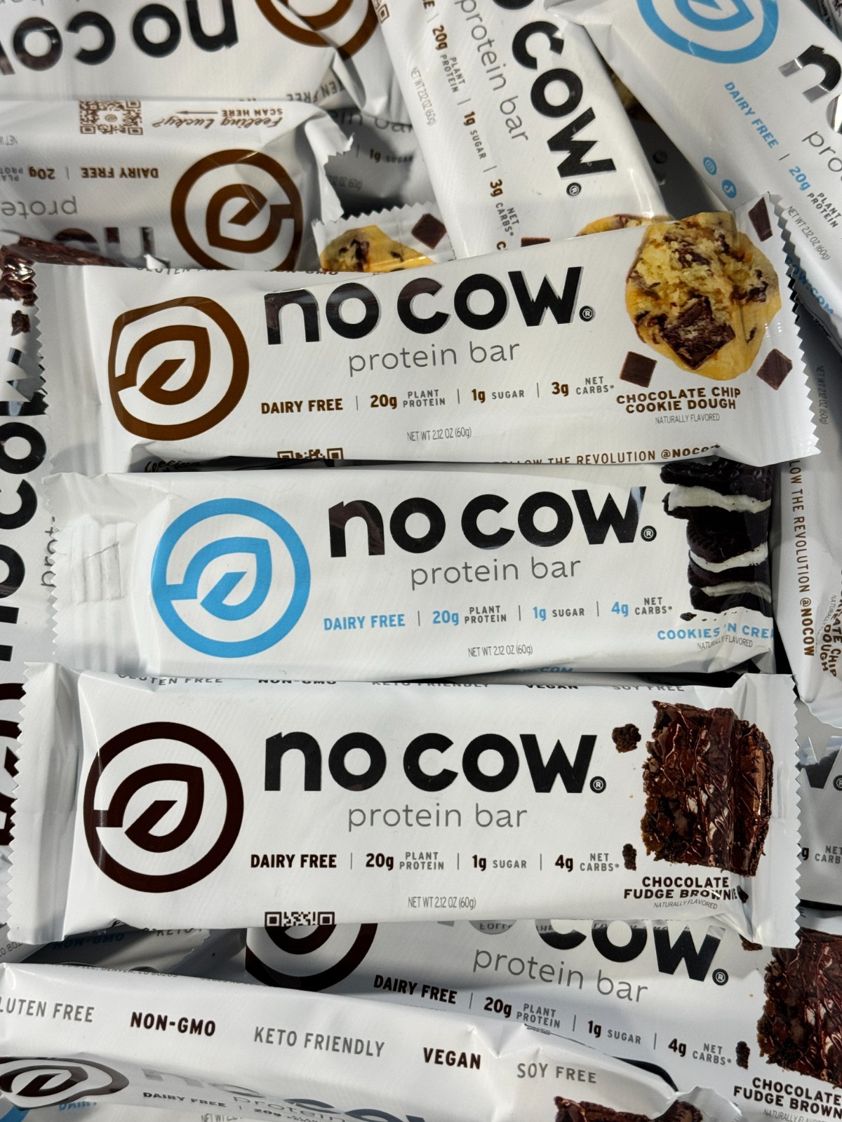 48 No Cow Protein Bars - 3/2026 - Cookie Dough - Cookies N Cream - Fudge Brownie