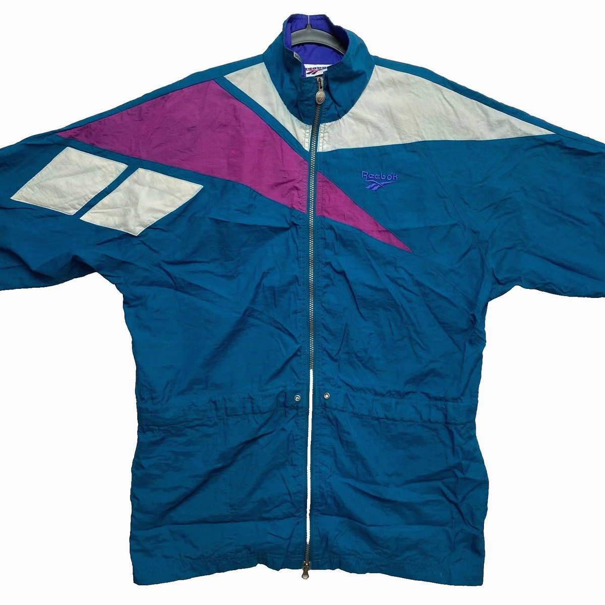 Vintage Reebok Track Jacket Mens Medium Green Full Zip Big Logo