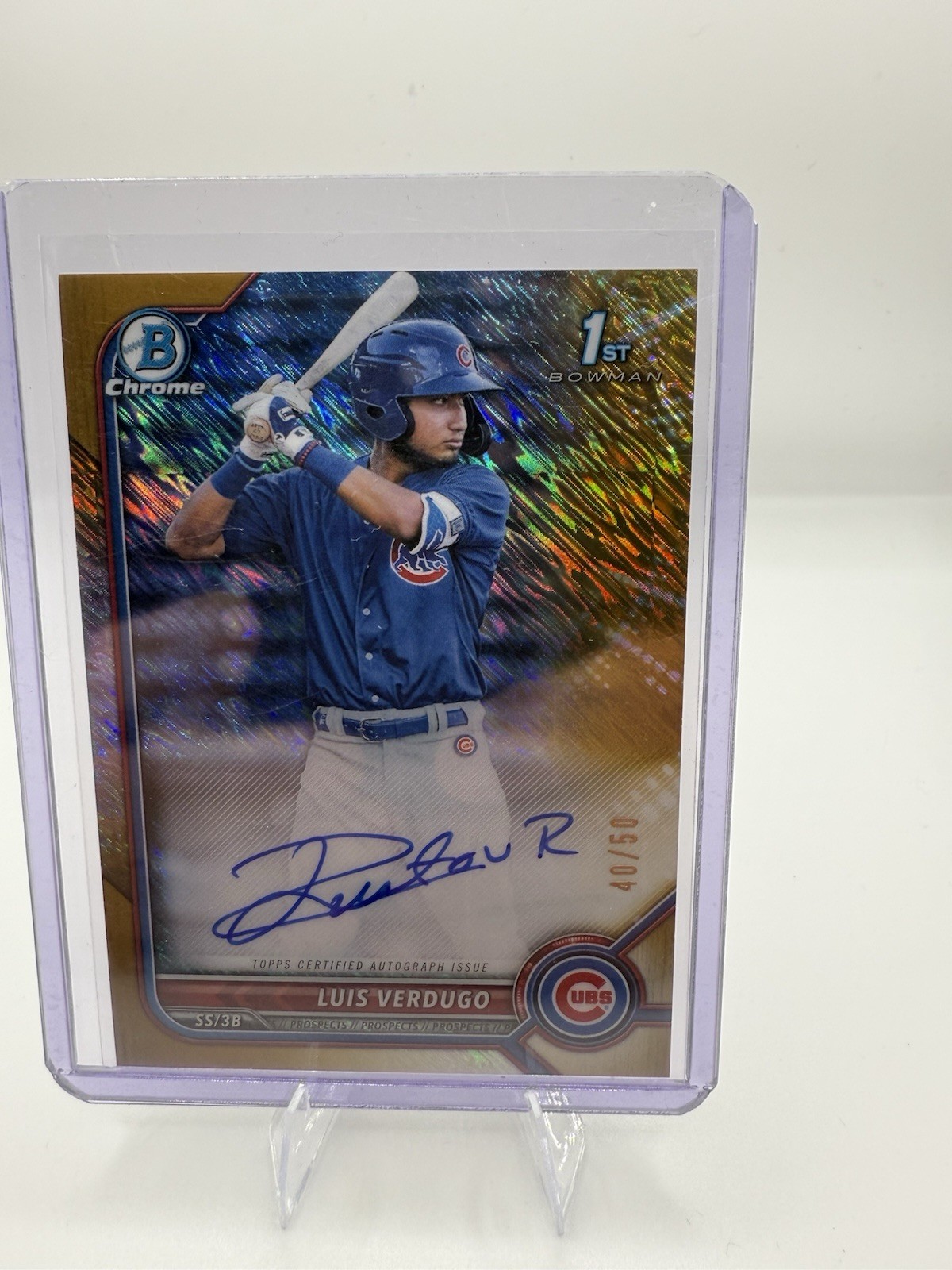 2022 Bowman Chrome Auto Luis Verdugo CPA-LV Gold Shimmer /50 Cubs