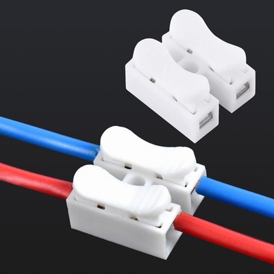 Push Quick Wire Cable Connector, 100pcs 10A 220V 2 Pin Push-in Spring Loaded ...