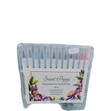 Długopisy pędzelkowe Sweet Poppy - Zestaw 2 zawiera 24 długopisy + 2 długopisy do wody