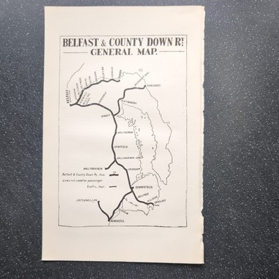 Original 1926 Karte von Belfast und County Down Railway General Map
