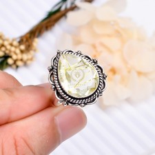 Handmade 925 Sterling Silver Ring Golden Rutile Quartz Gemstone Women Jewelry