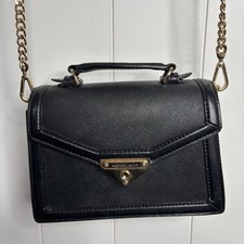 Michael Michael Kors Grace Leather Crossbody Black & Gold
