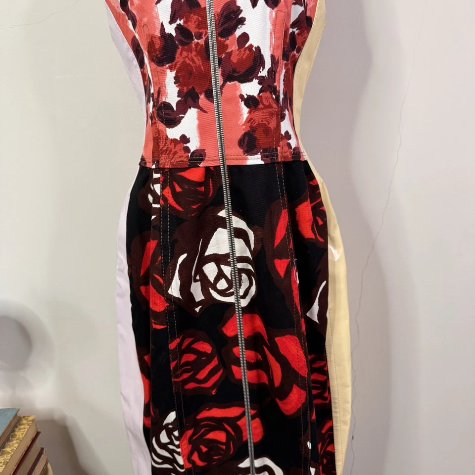 Marni Floral & Abstract Rose Print Dress Contrast Panels Size 40 US 4 Artistic - Image 4 of 4