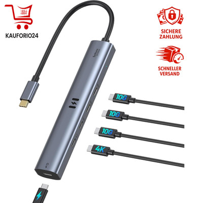 USB C Video Hub 5 in 1 Adapter 4K 60Hz 10Gbps Daten 100W PD für MacBook Pro Air