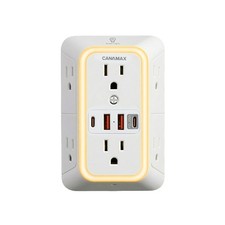 Multi Plug Wall Outlet Extender - 6 Splitter  4 USB Ports with White