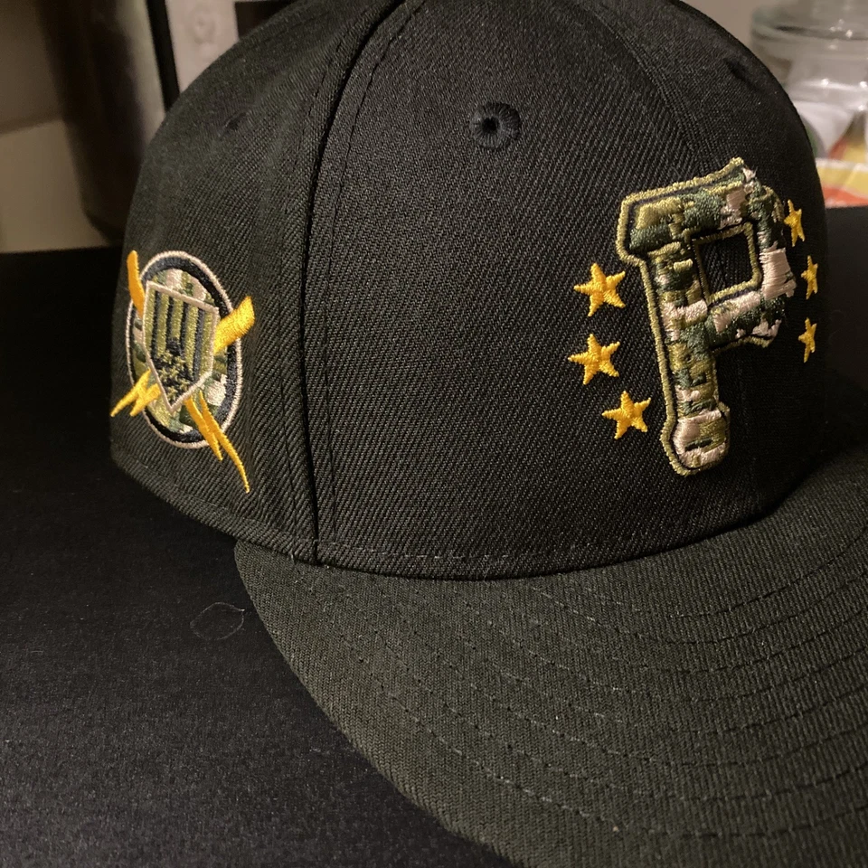 Pittsburgh Pirates MLB FITTED HAT  New Era Camo Armed Forces Day 59-FIFTY  7 1/2 - Image 3 of 4