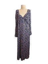 ASOS Floral Print Maxi Dress Size 14 Black Pink Purple