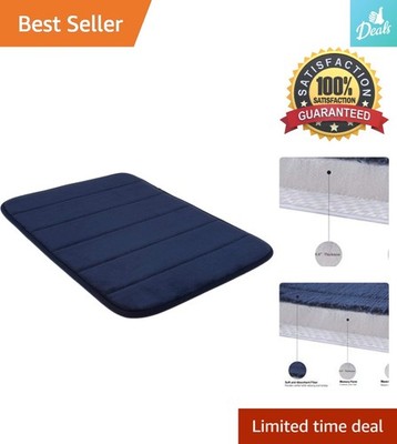 Incredibly Soft Navy Blue Memory Foam Bath Mat - Non-Slip & Machine Washable