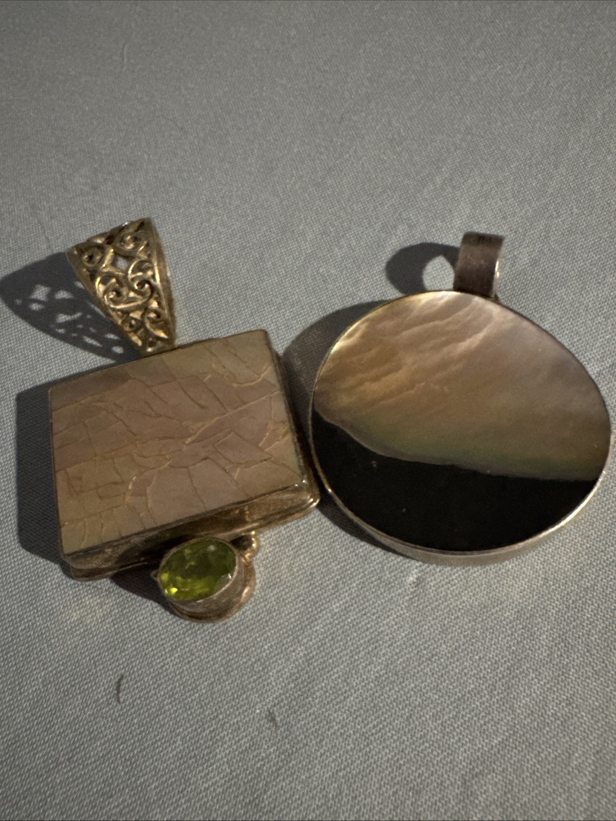 Round And Rectangular Sterling Silver Pendants Wi… - image 2