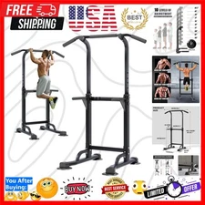 Versatile Power Tower Pull Up & Dip Rack - Height Adjustable for Family Fitness