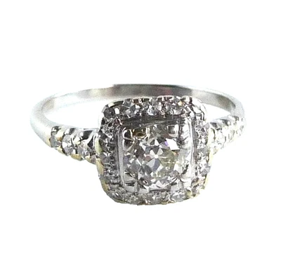 Ring Platin 0.85ct. Diamanten Zentraler Diamant 0.60 ct Gr 53 / 16,9 mm änderbar - Bild 1 von 4