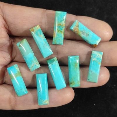 10 Pcs Natural Rectangle Blue Mohave Turquoise Astrology Cabochon Wholesale Lot