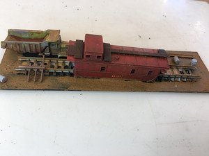 Abandoned Caboose and Dump Truck N Scale Trains