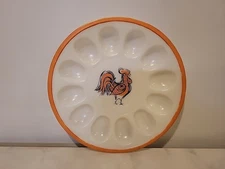 Deviled Egg Rooster Plastic 10" Rustic Farmhouse Mid-century Egg Platter