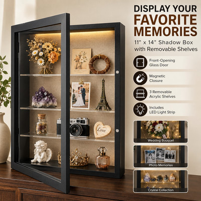 11x14 Clear Shadow Box Picture Frame Glass Front 2 In Deep Memory Display Photo