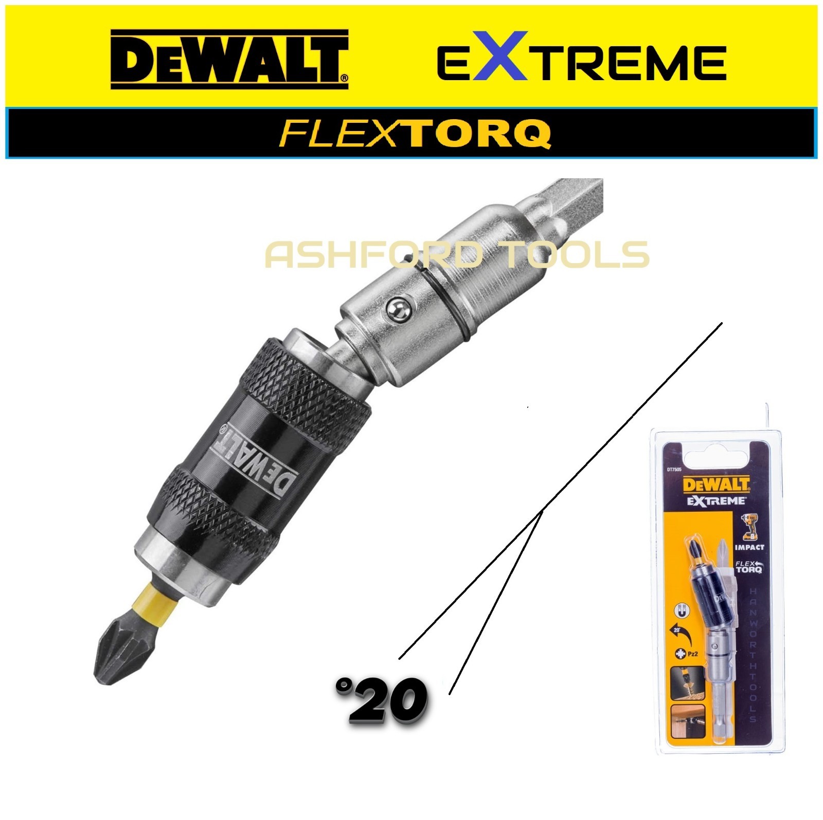 DeWalt Angle Bit Holder Magnetic Bending Degree Adaptor Tilted PZ2 Bit