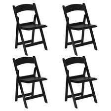 Black Padded Folding Chairs 4 Pack Resin Comfortable Event Chair Indoor Outdoor