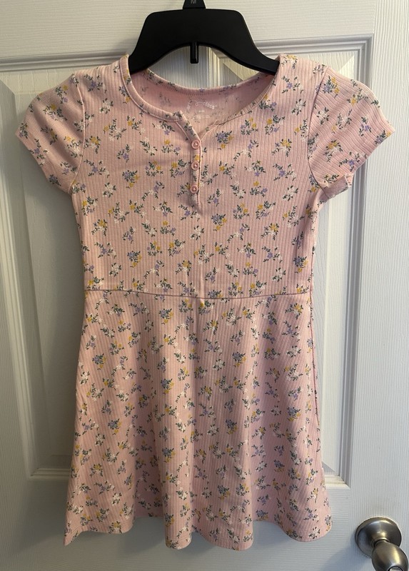 Art Class Girls Dress Size 8 M Medium Pink Ribbed Floral Spring Summer Easter