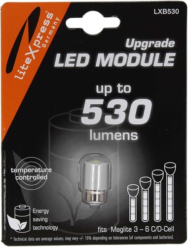 Módulo LED resistente al calor de 530 lúmenes para antorchas Maglite 3-6 celdas C/D - Aluminio - Imagen 10 de 11