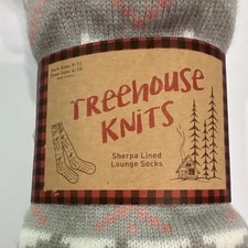 Treehouse Knits Sherpa Lined Non-Slip Fair Isle Knee High Socks 9-11 1PR